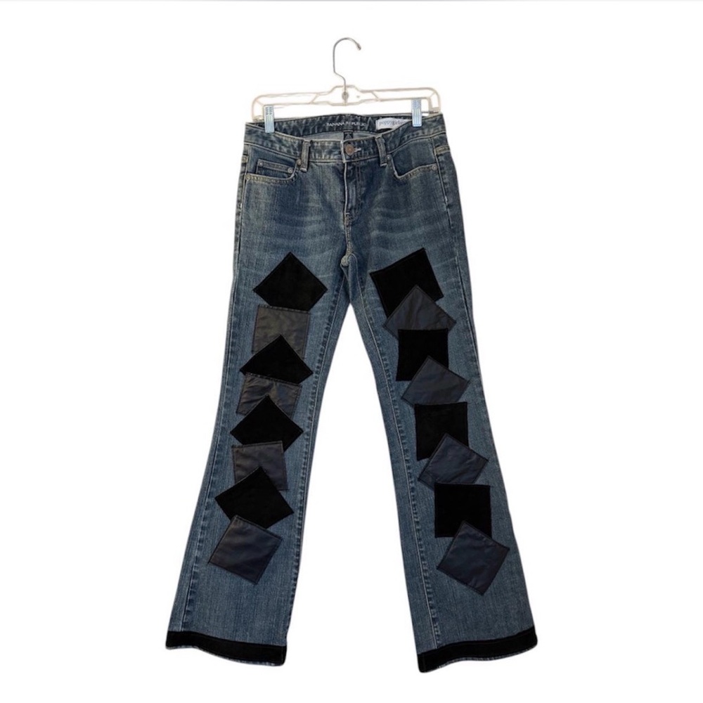 Stylish Women's Blue Jeans with Black Accents
